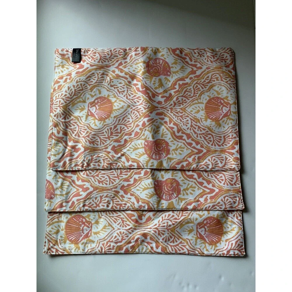 Tahari Home Place Table Mats Set of 3 Orange White Shells